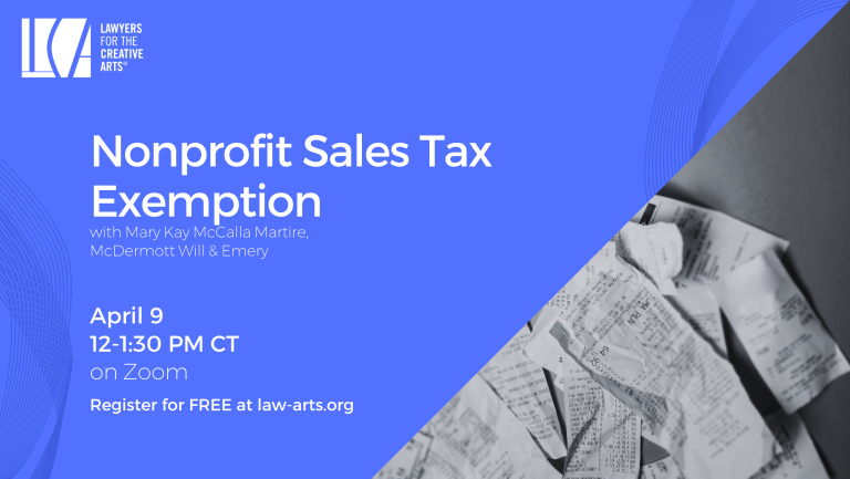 Nonprofit Sales Tax Exemption April 9 12-1:30 PM CT on Zoom